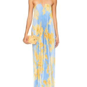NWT L'IDEE Black Tie Gown in Jardin Blue, Small